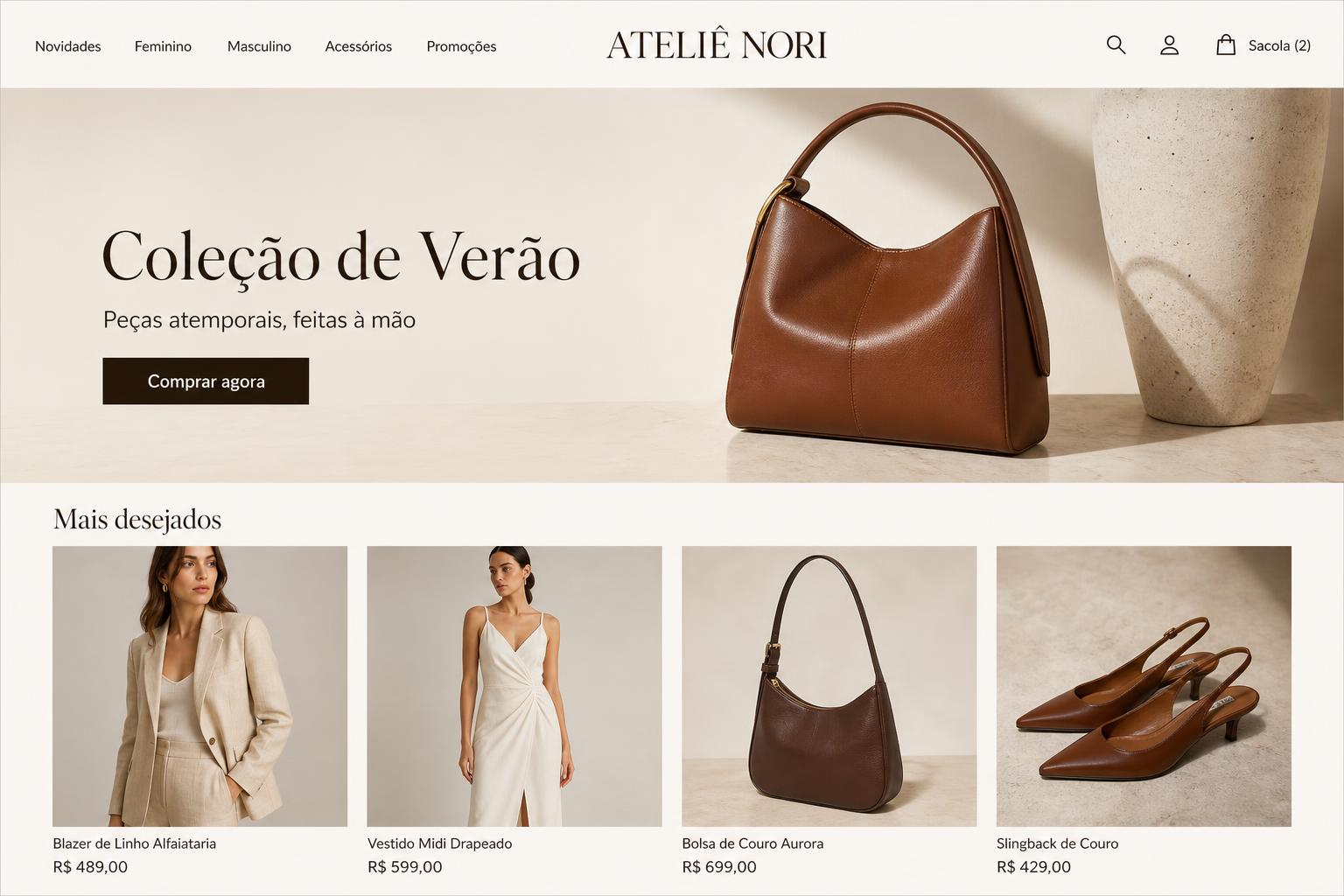 Preview do site Ateliê Nori